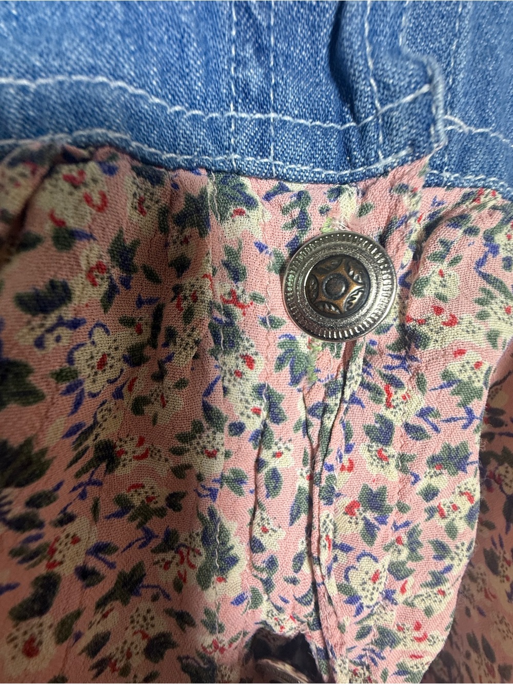 Jane Ashley Blue Denim Bodice with Pink Floral Skirt Dress - Picture 6 of 9